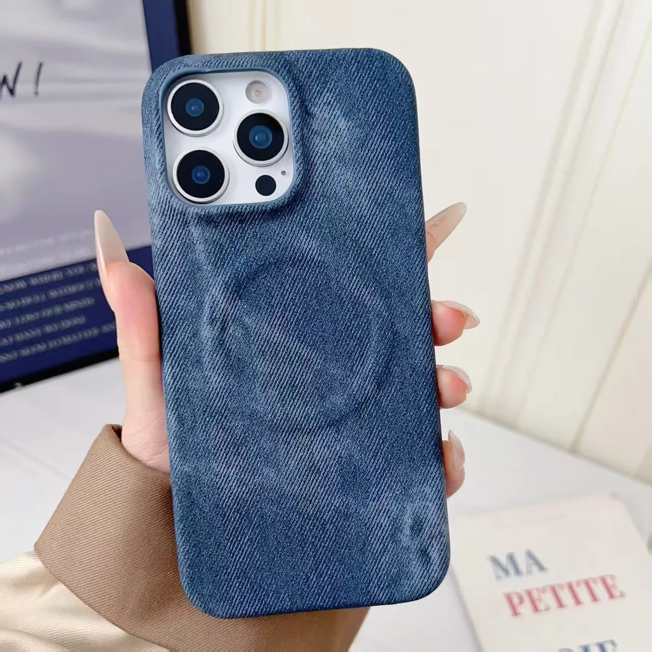 Ultra-Thin Denim Magnetic Phone Case – Fits iPhone 12–16 Pro/Plus/Max