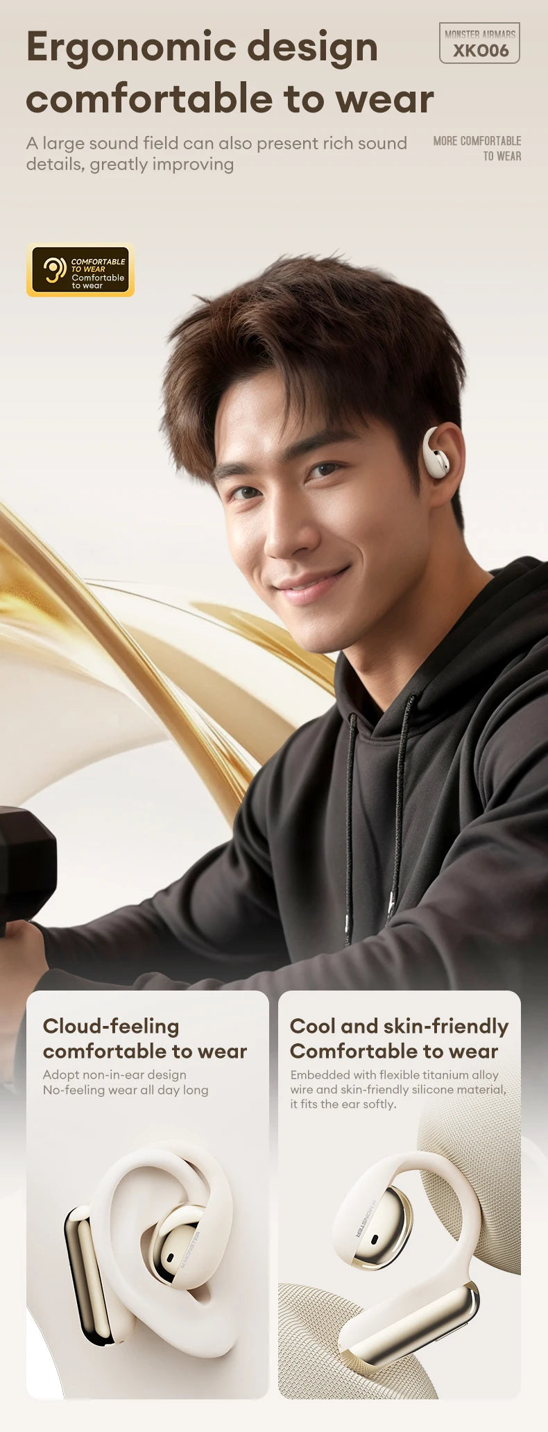 Monster XKO06 Earbuds – Wireless Bluetooth 5.4, Stereo, Noise Reduction, Sport