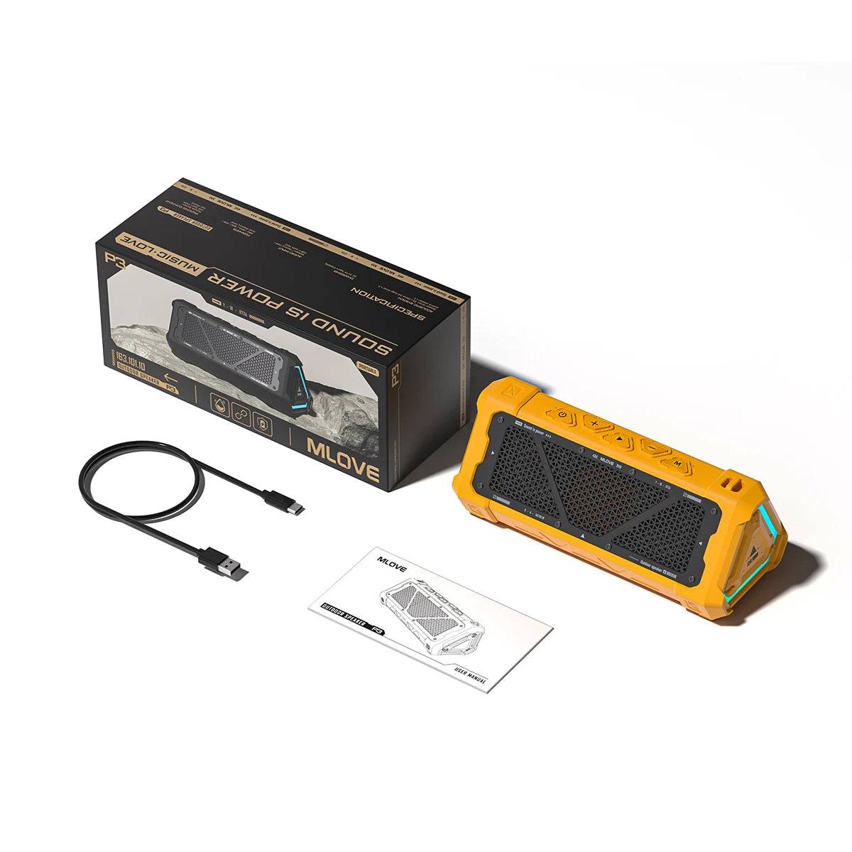 MLOVE P3 Outdoor Bluetooth Speaker – 40W, IPX7 Waterproof, RGB Light