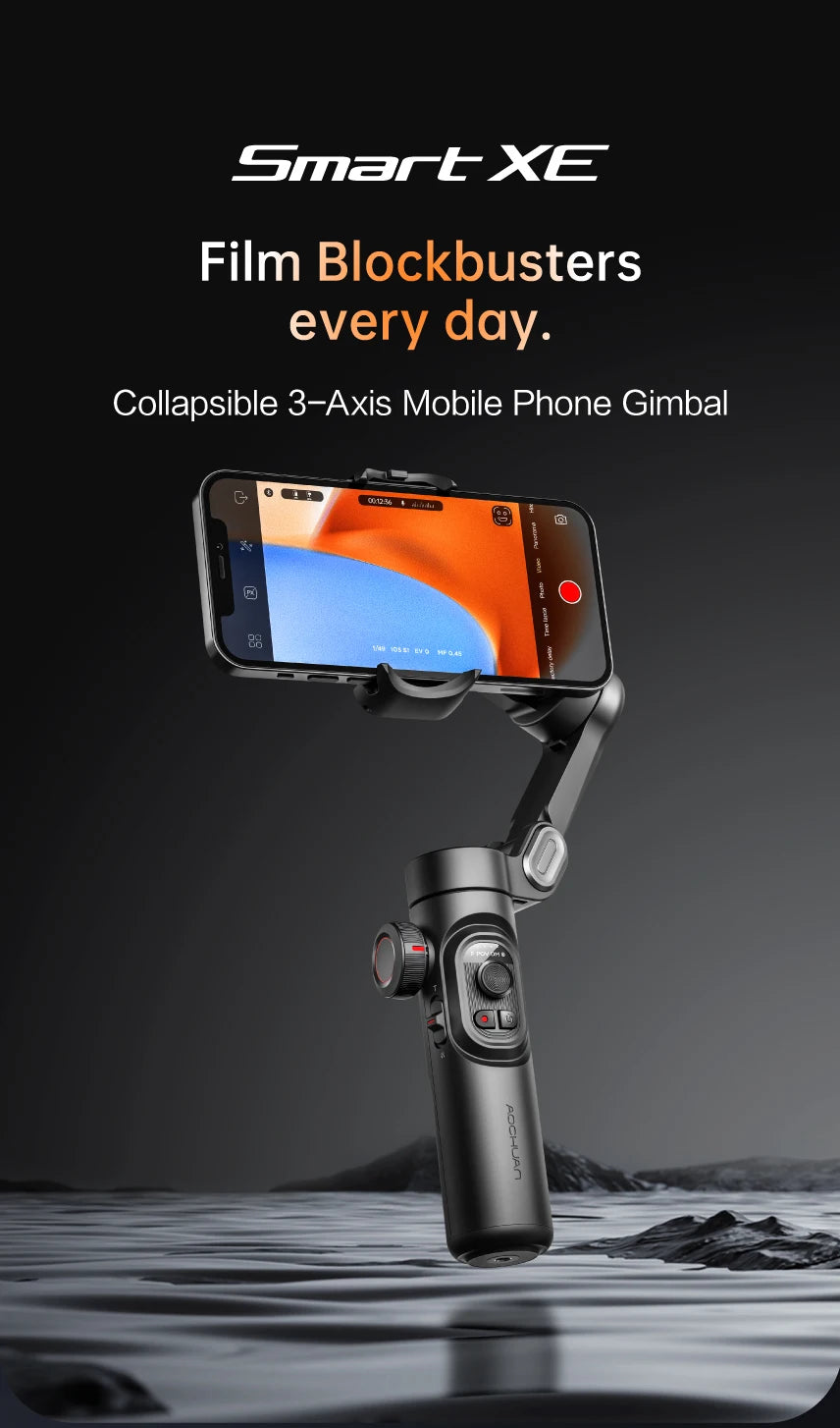 AOCHUAN 3-Axis Handheld Gimbal – SmartXE for iPhone & Android, AI Face Tracking