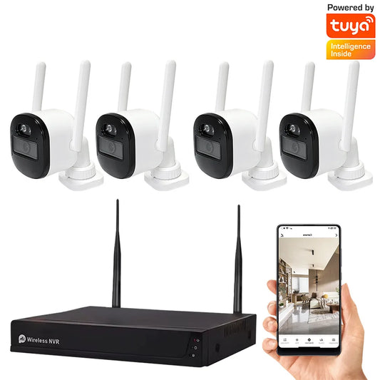 WOUWON Tuya Smart WiFi NVR Kit – 3MP 4CH/8CH Waterproof CCTV System