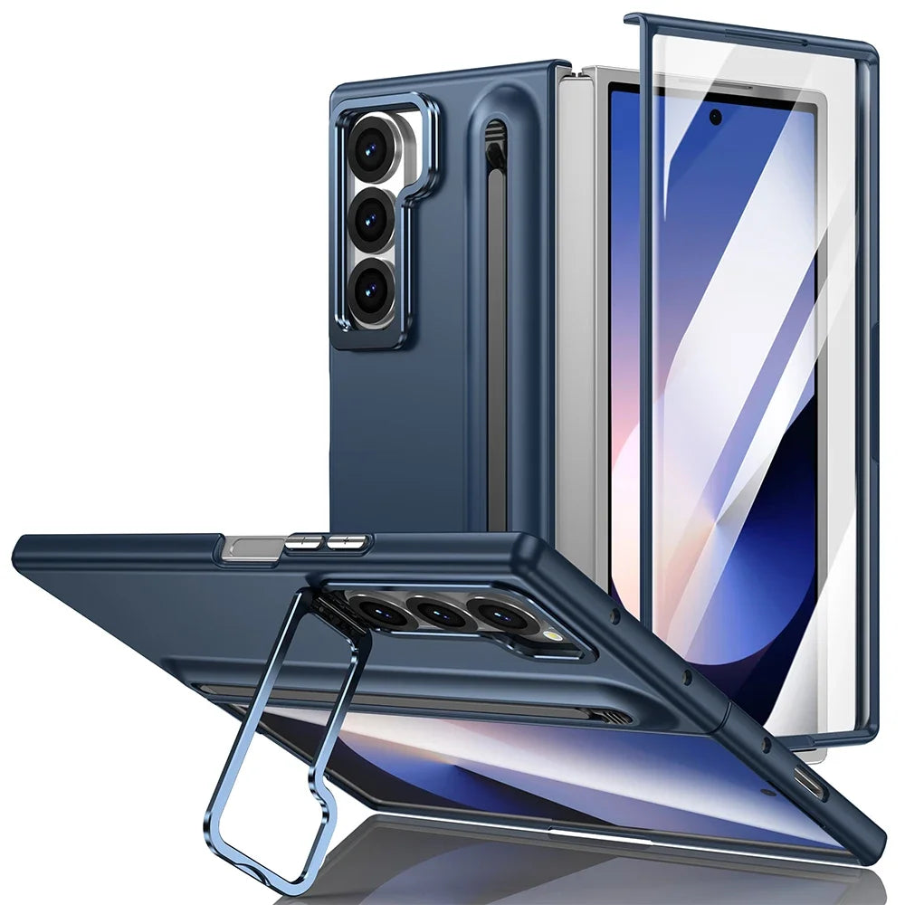 Galaxy Z Fold 4–7 Case – Metal Stand, S Pen Slot & Screen Guard