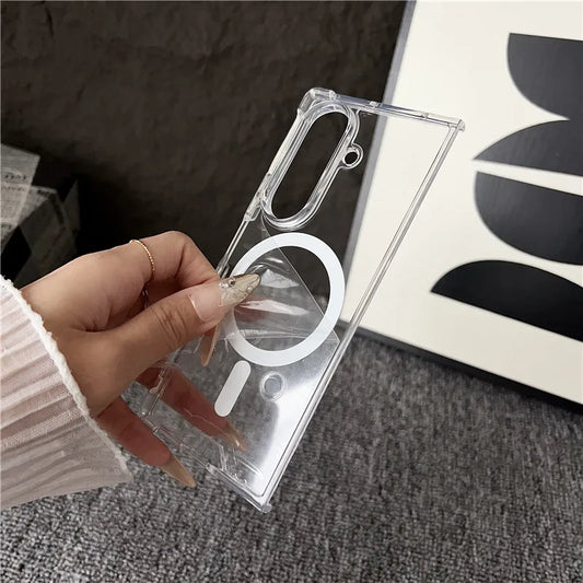 Samsung Z Fold 7 Clear Magnetic Case – MagSafe & Wireless Charging