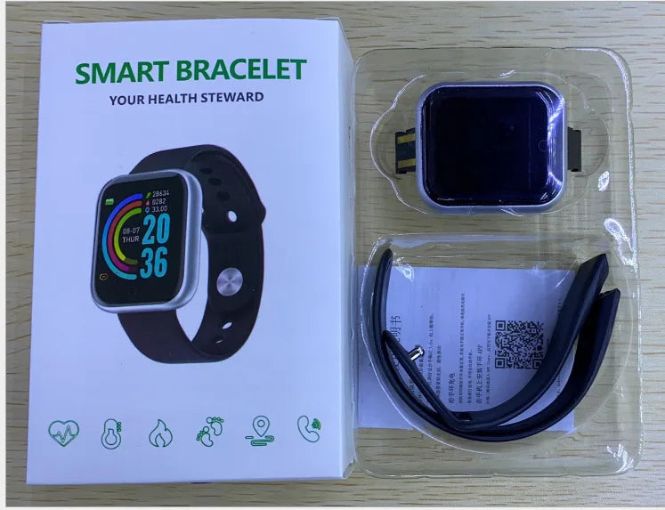 D20 Y68 Smartwatch – Fitness Tracker, Sports, IP67 Waterproof, Android Compatible