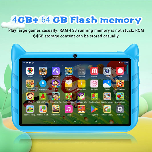 7'' Kids Tablet – Global 5G, Quad Core Android, 4GB+64GB, Educational