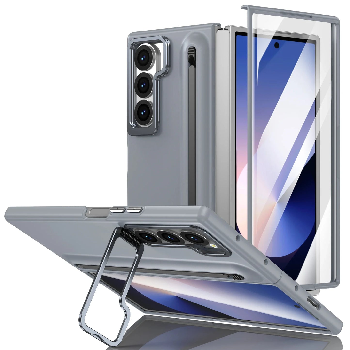Galaxy Z Fold 4–7 Case – Metal Stand, S Pen Slot & Screen Guard
