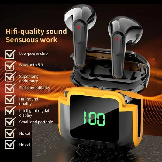 PRO90 Bluetooth 5.3 TWS Earbuds – LED, Stereo, Touch, Noise Cancel