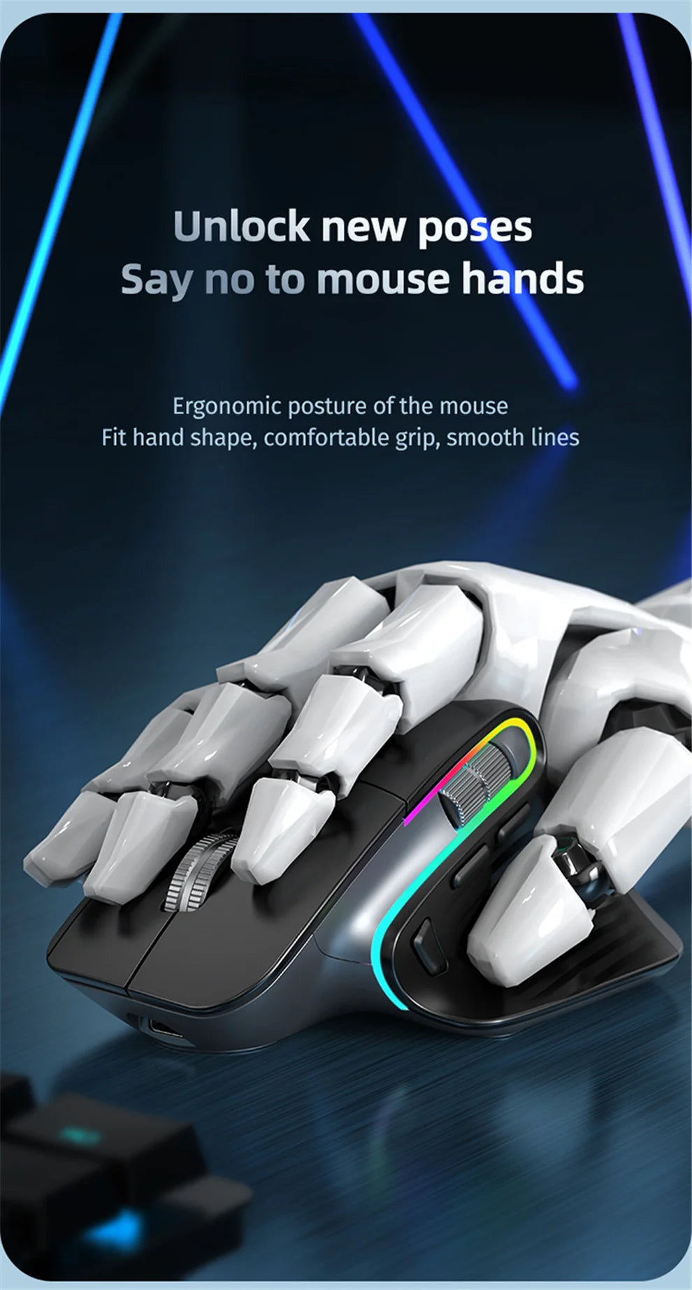 2.4G Wireless Bluetooth RGB Mouse – Rechargeable & Ergonomic
