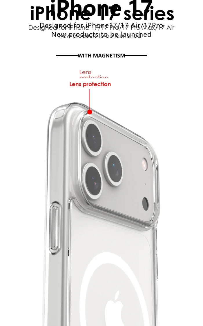 Shockproof Clear Magnetic iPhone Case – MagSafe & Wireless Charging (iPhone 17 Air/Pro Max)