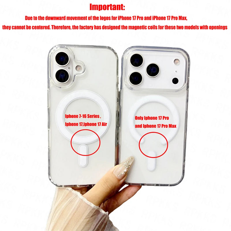 Transparent MagSafe Wireless Charging Case – For iPhone 11–17 Series