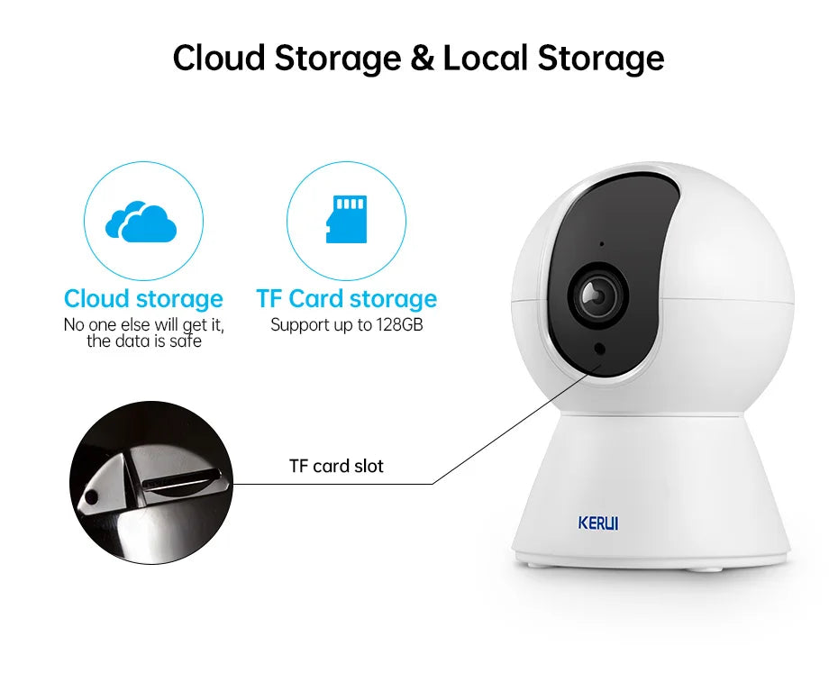 KERUI 5MP 4K Mini WiFi Camera – Tuya Smart AI Indoor Security