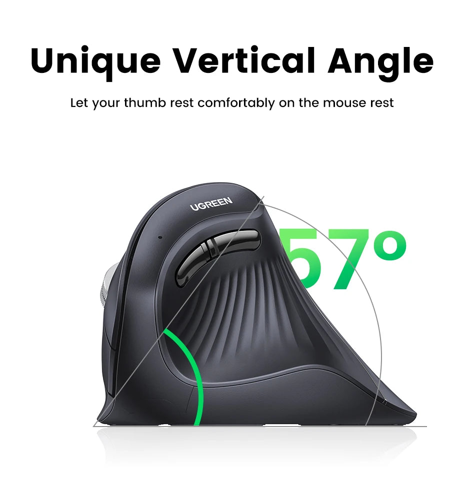 UGREEN Vertical Wireless Mouse – Bluetooth 5.0, 4000DPI, Ergonomic