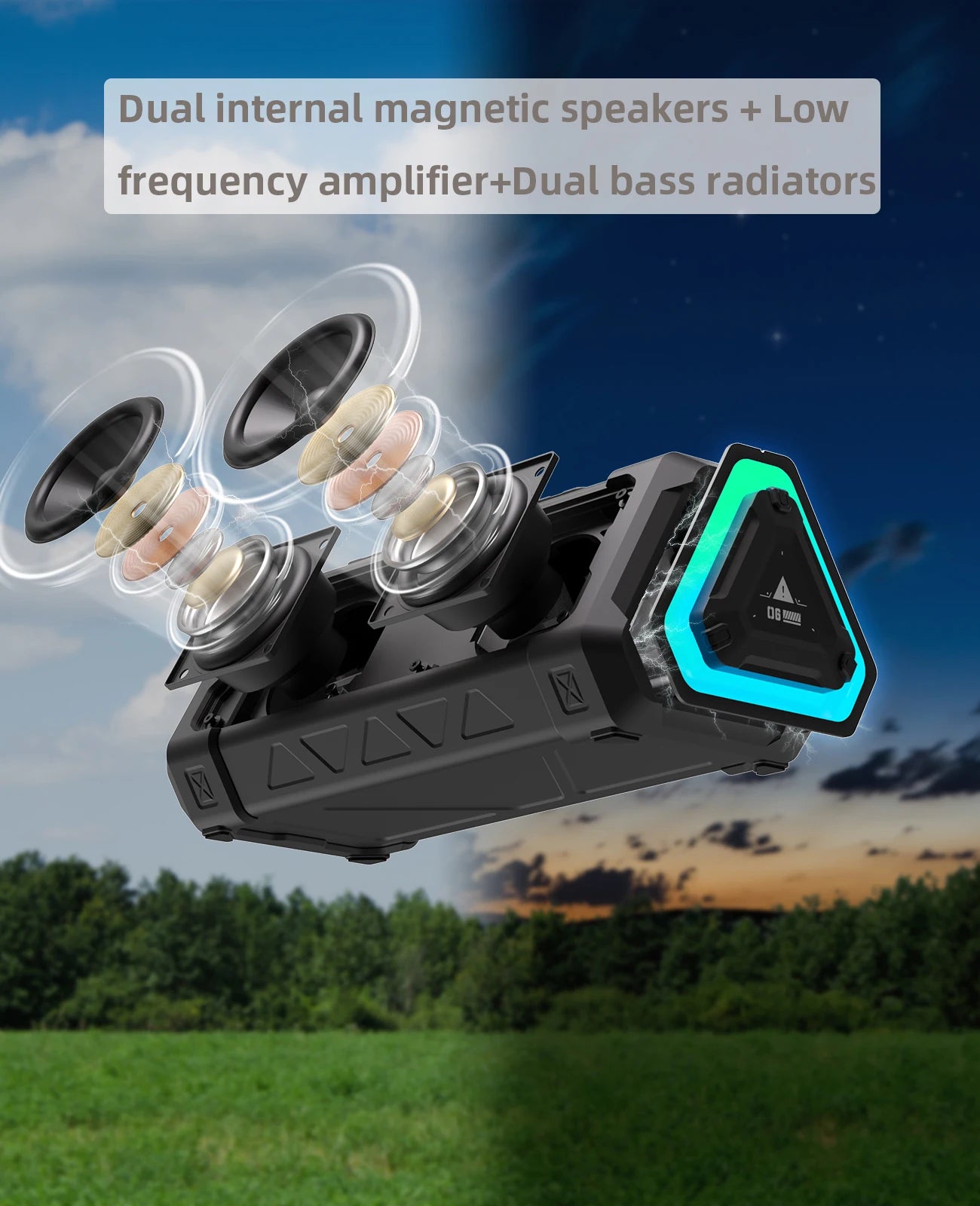 MLOVE P3 Outdoor Bluetooth Speaker – 40W, IPX7 Waterproof, RGB Light