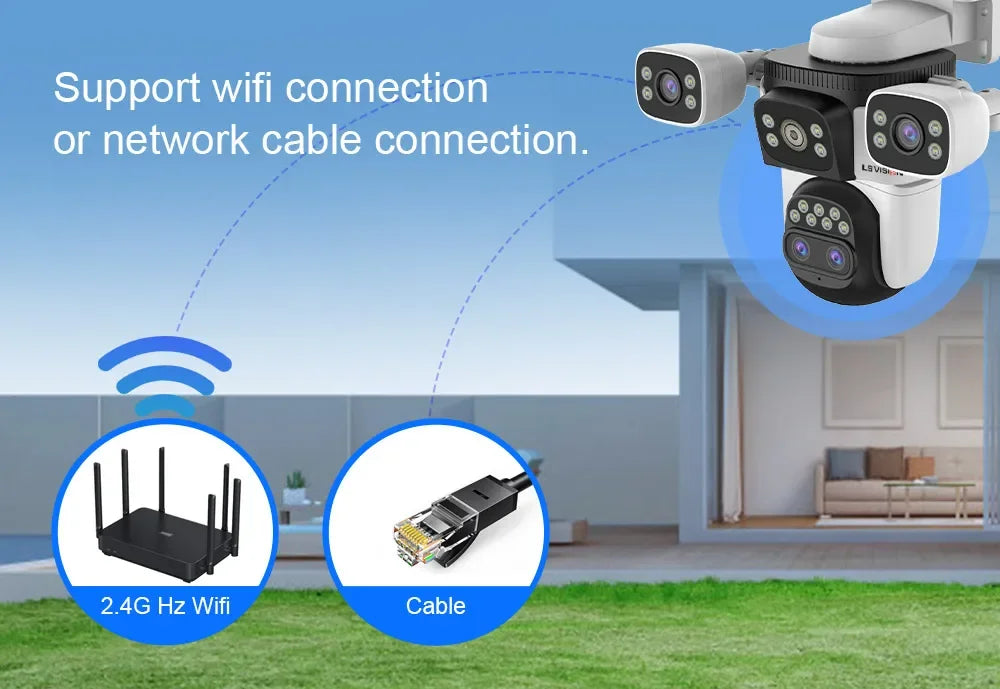 LS Vision 20MP Outdoor WiFi Camera – 4 Lens, 10X Zoom, Auto Tracking