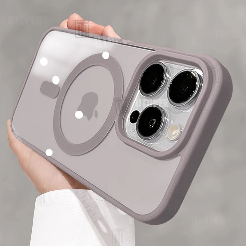 Anti-Fall Acrylic Business Case – Magnetic Magsafe for iPhone 11–16 Pro/Max