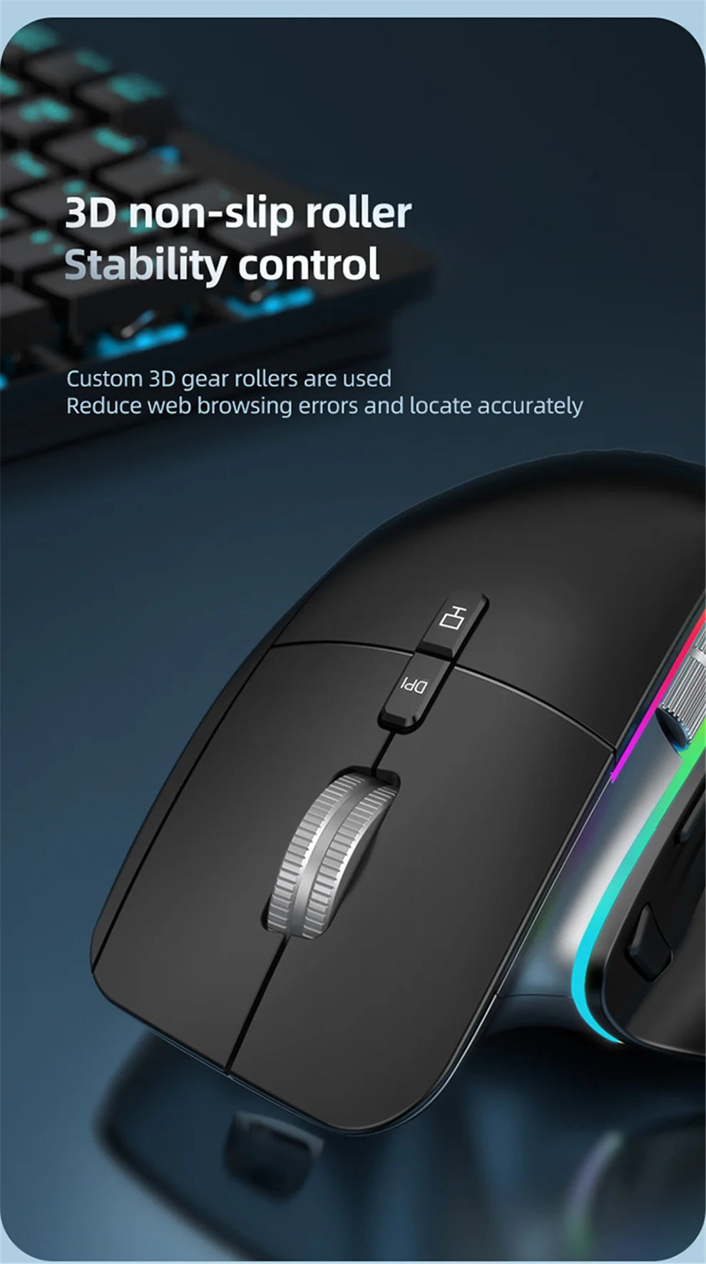 2.4G Wireless Bluetooth RGB Mouse – Rechargeable & Ergonomic