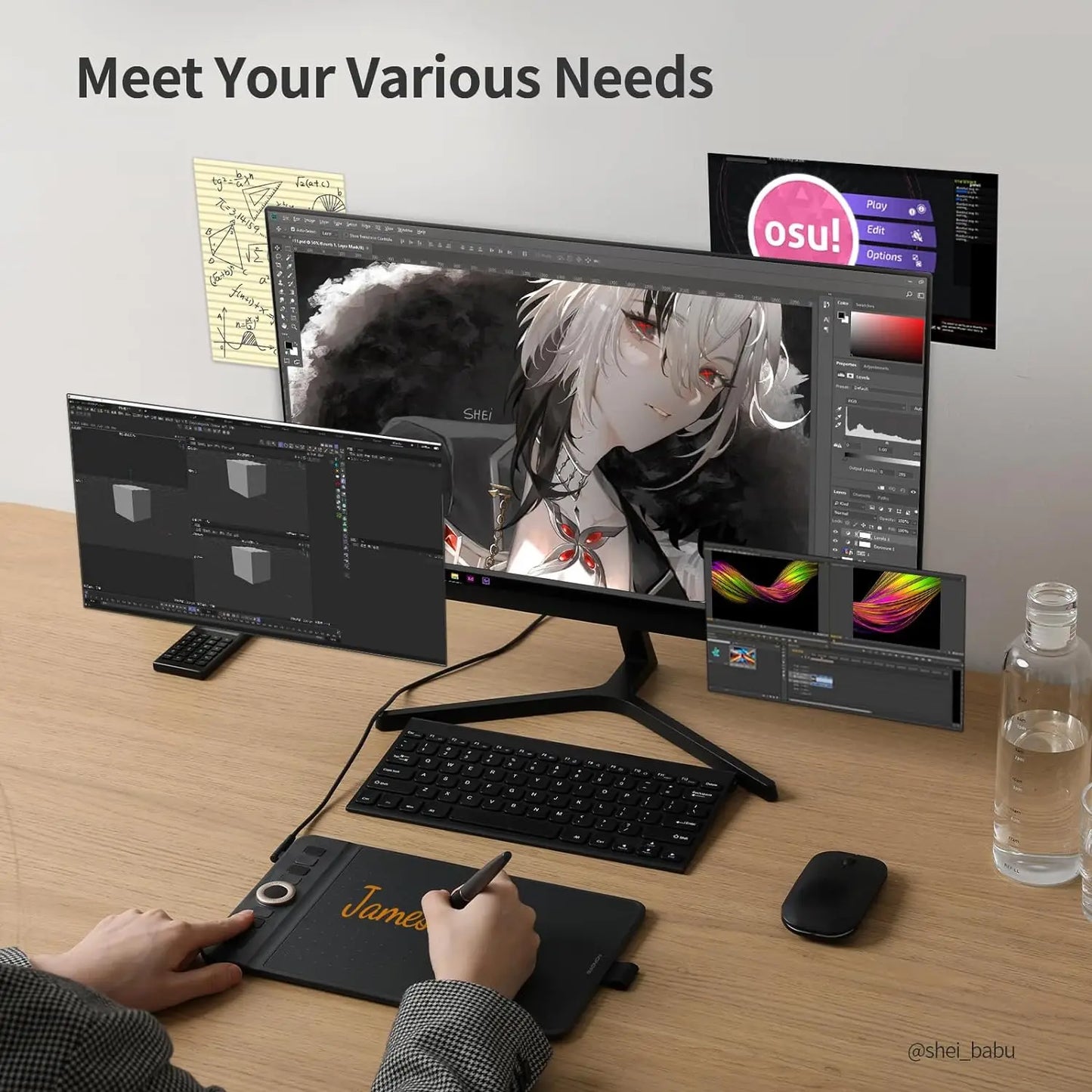 GAOMON WH851 Wireless Graphics Tablet – 16K Pen Pressure, 8x5'' Drawing Pad