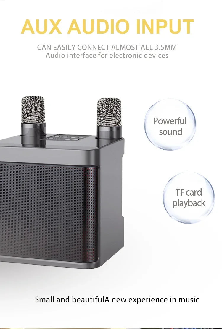 Portable Dual Mic Karaoke Machine – Bluetooth HIFI Speaker for Home & Party