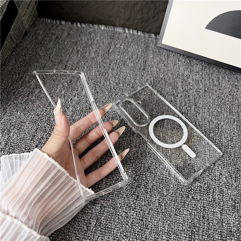 Samsung Z Fold 7 Clear Magnetic Case – MagSafe & Wireless Charging
