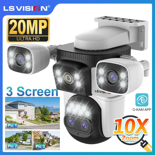 LS Vision 20MP Outdoor WiFi Camera – 4 Lens, 10X Zoom, Auto Tracking