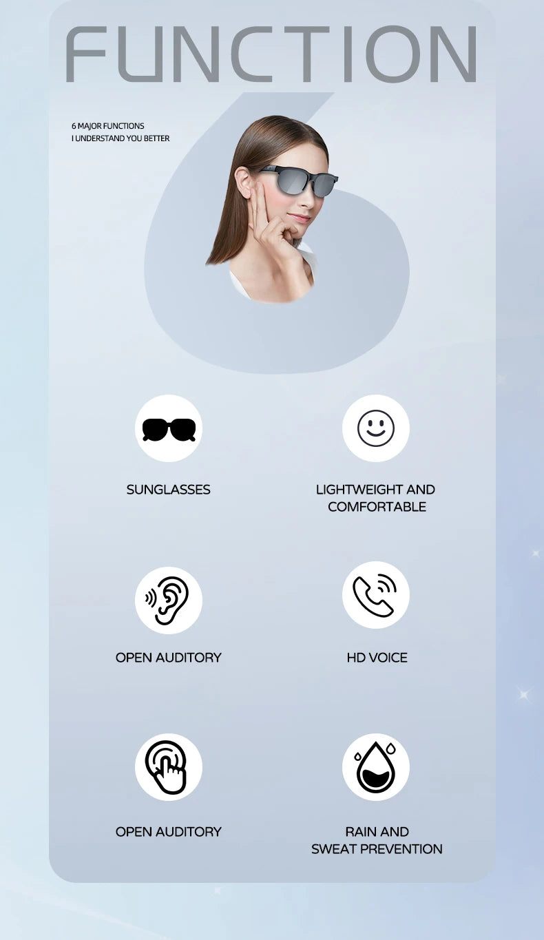 AI Smart Translation Glasses – 144 Languages, Bluetooth 5.3, Music & Sports