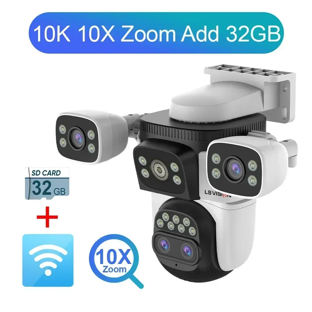 LS Vision 20MP Outdoor WiFi Camera – 4 Lens, 10X Zoom, Auto Tracking