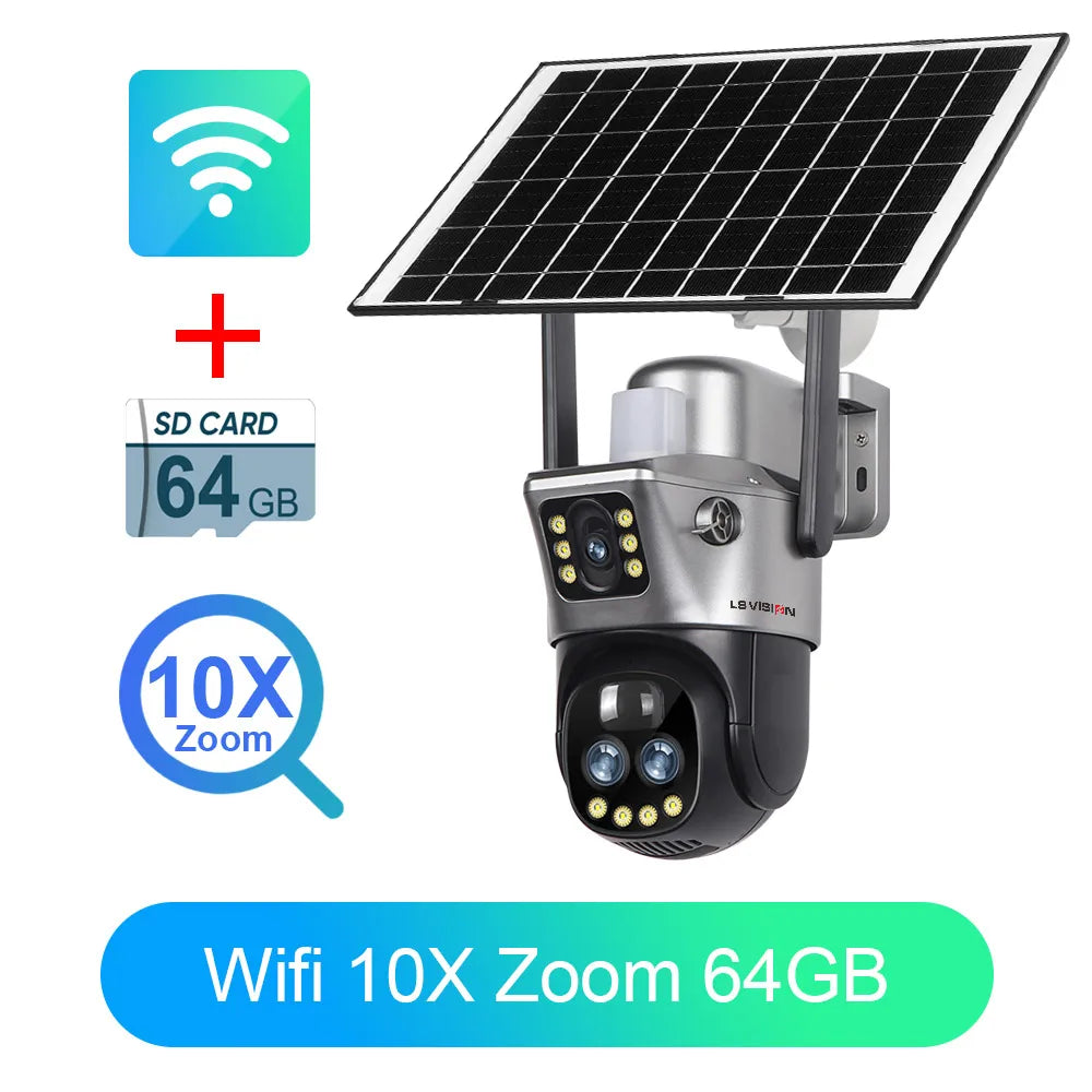 LS Vision V380 Dual Lens Solar Camera – 8MP 4K, 10X Zoom, WiFi/4G