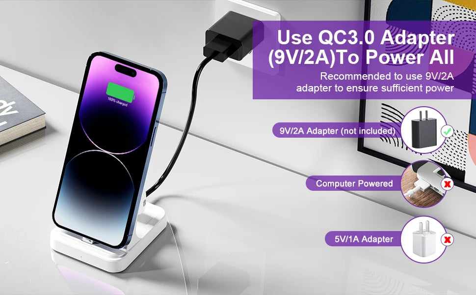 2-in-1 Charging Station – Dock for iPhone 11–14 & AirPods 1–3/Pro