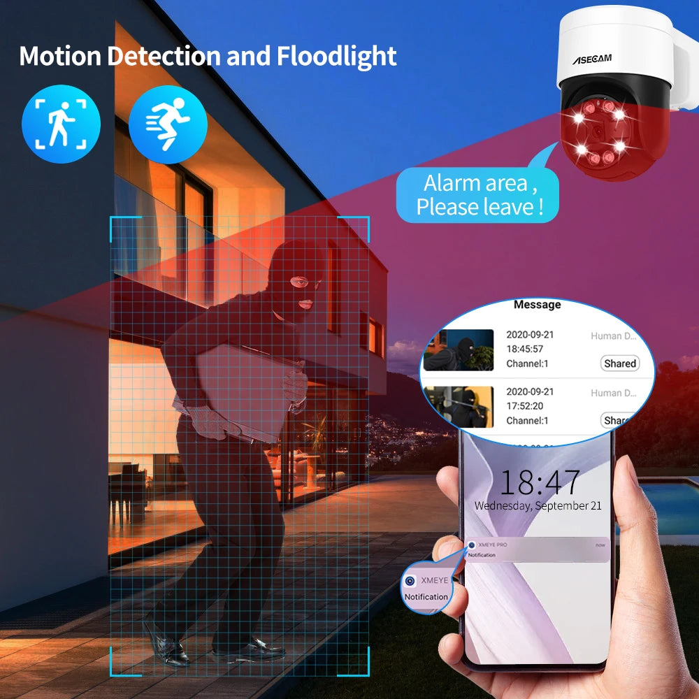 8MP 4K PTZ POE Camera – AI Face Detection, Audio, Night Vision