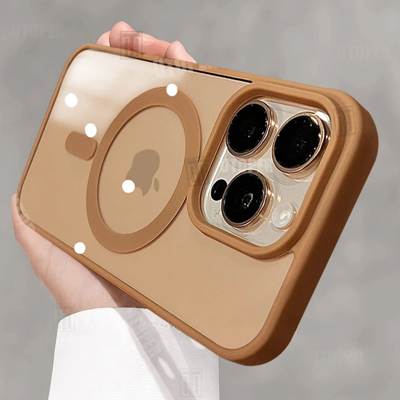 Anti-Fall Acrylic Business Case – Magnetic Magsafe for iPhone 11–16 Pro/Max