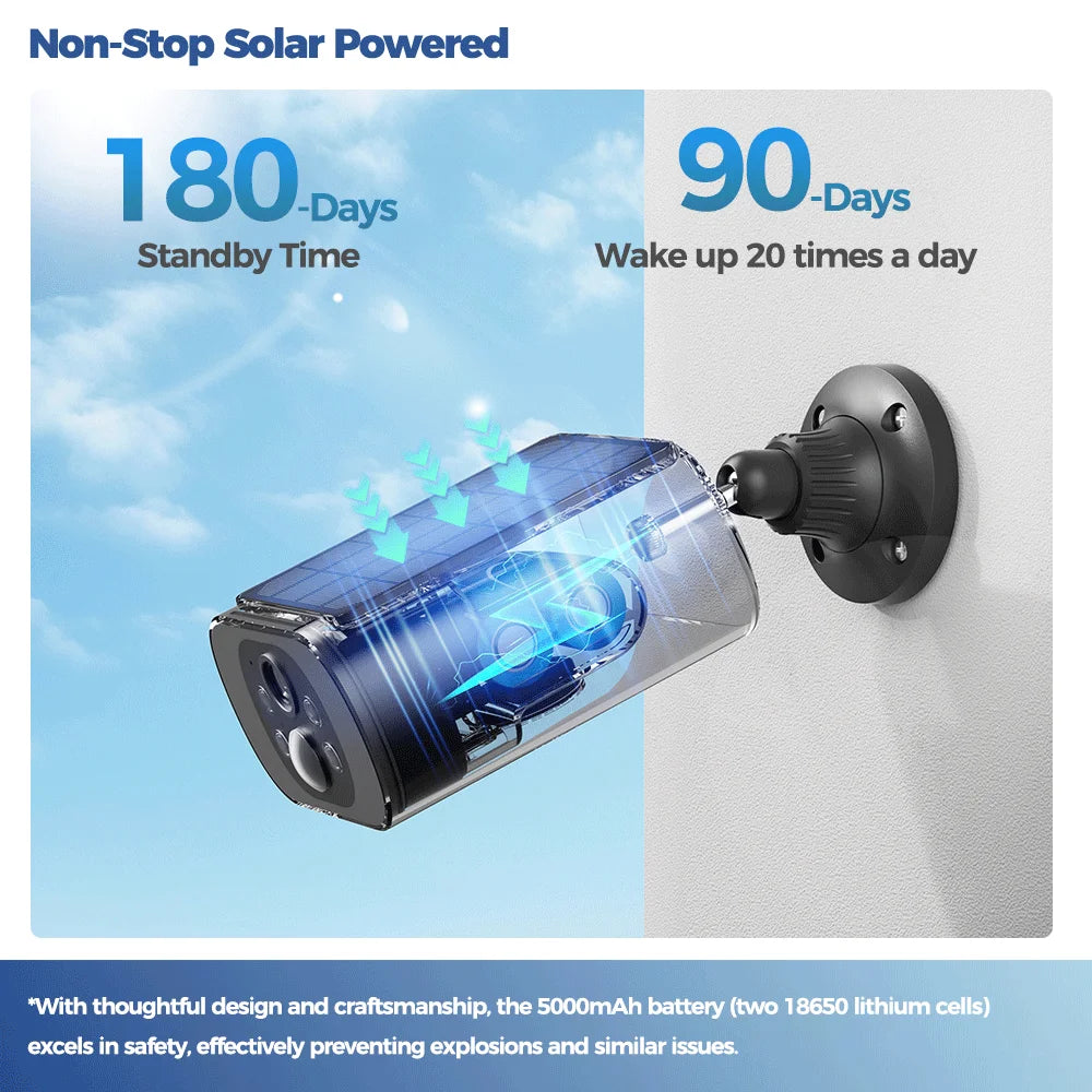 ALEVIO Solar WiFi Camera – 2.5K Outdoor Security, PIR & Night Vision