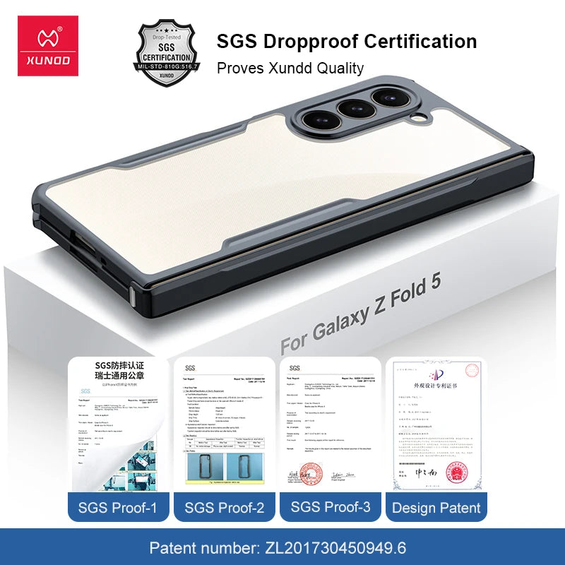 Xundd Foldable Shockproof Case – Samsung Galaxy Z Fold 3–7 (Glass+PC+TPU)