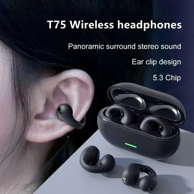 T75 Bone Conduction Bluetooth 5.3 Headphones – Sports, HiFi, Waterproof