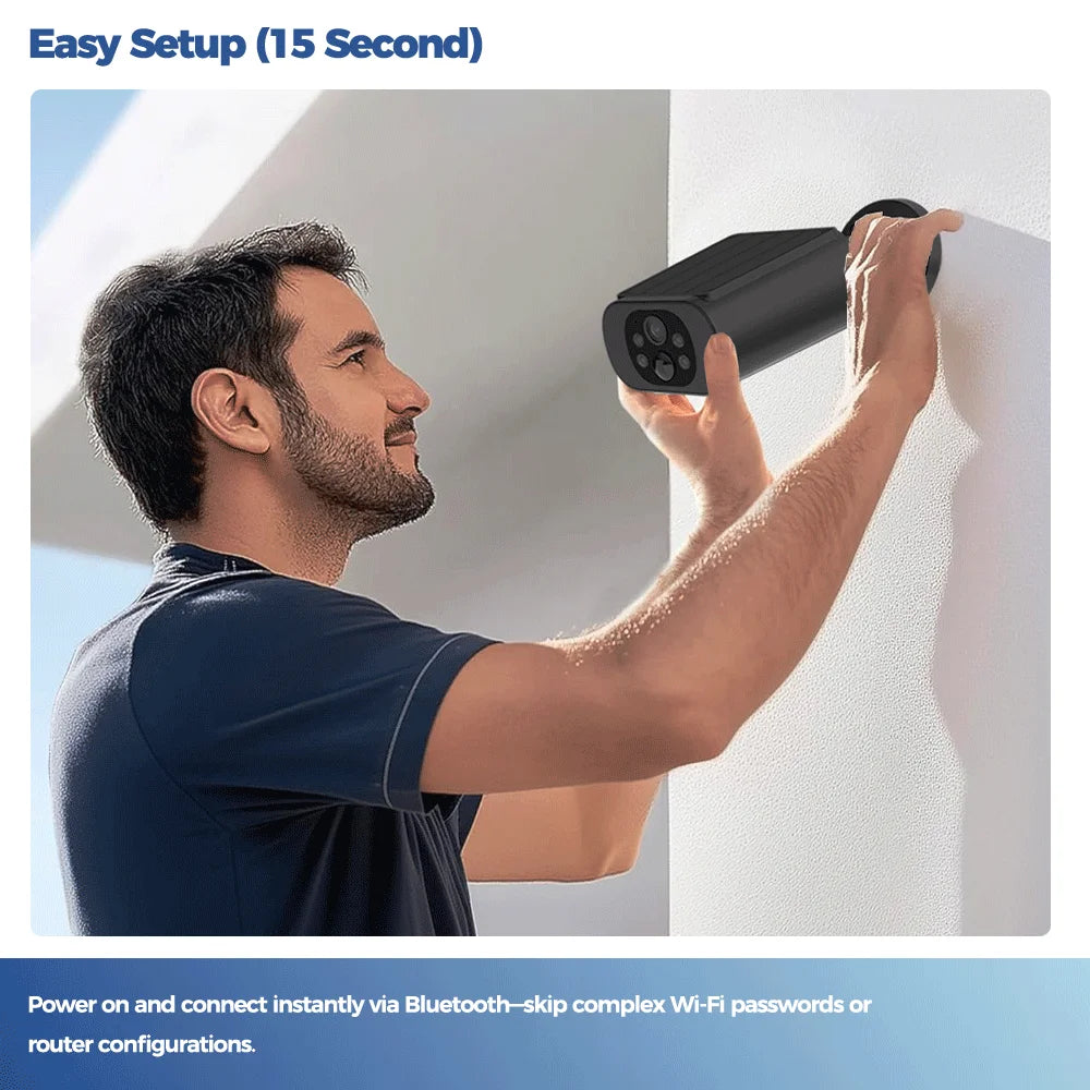 ALEVIO Solar WiFi Camera – 2.5K Outdoor Security, PIR & Night Vision
