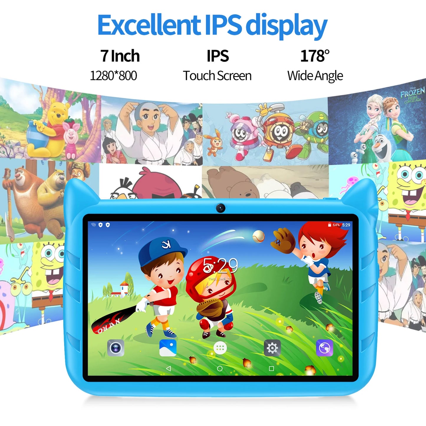 7'' Kids Tablet – Global 5G, Quad Core Android, 4GB+64GB, Educational