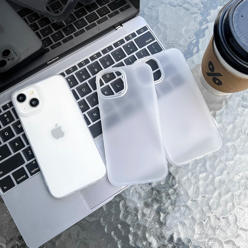 Soft TPU Matte Phone Case – Transparent Cover for iPhone 11–17 Series