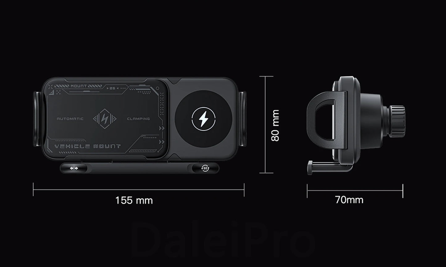 Universal Car Phone Holder & Wireless Charger – MagSafe, Auto-Rotation