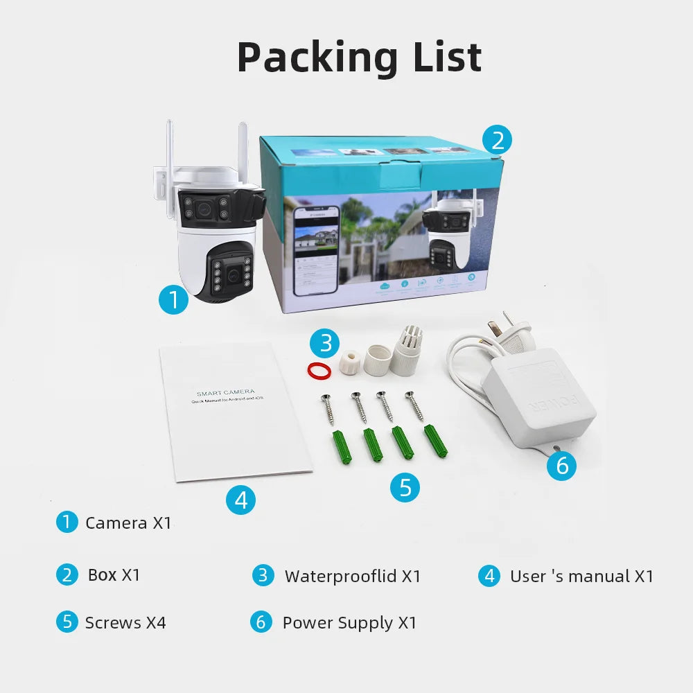 6K HD PTZ Outdoor WiFi Camera – 3 Lens, Auto Tracking Security