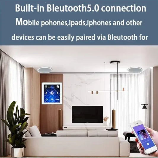 Mini Touch Screen Bluetooth Wall Amplifier – 4×25W Stereo PA System