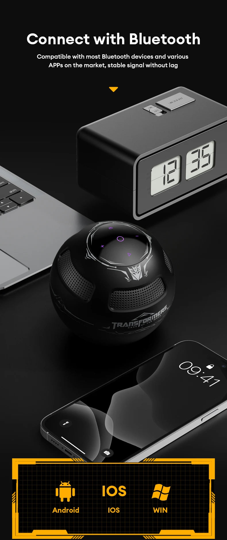 Transformers TF-Y17 Portable Bluetooth Speaker – Long Battery, Stereo Sound