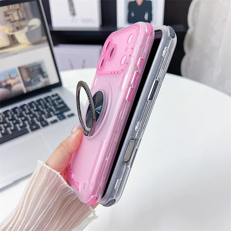 Strong Magnetic 360° Stand iPhone Case – Clear Shockproof Armor (11–17)