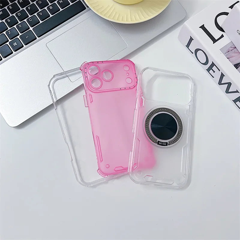 Strong Magnetic 360° Stand iPhone Case – Clear Shockproof Armor (11–17)