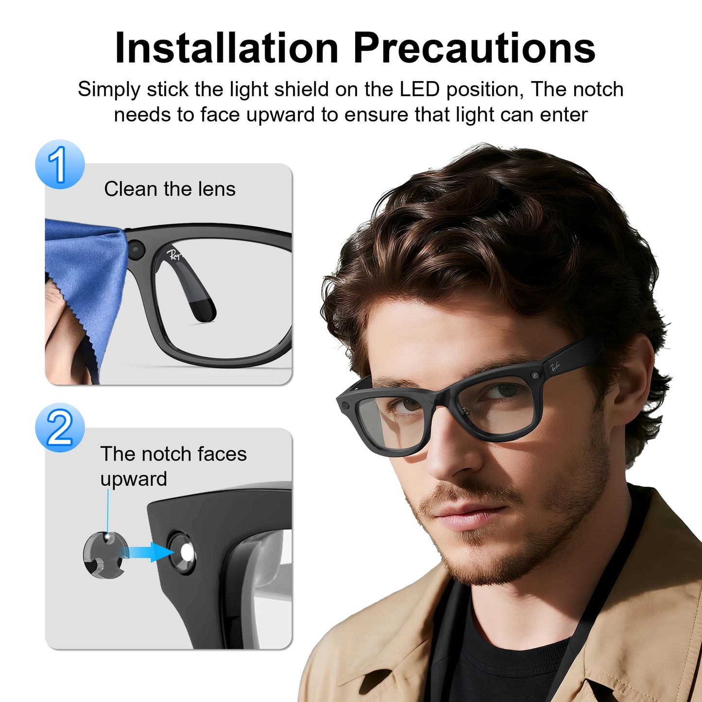 HIBLOKS AI Smart Glasses Sticker – Video Recording & Shading for Ray-Ban