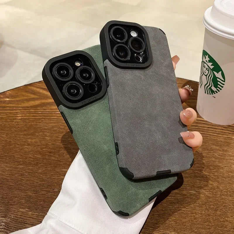 Fashion Fur Leather Phone Case – Full Lens Protection for iPhone 11–16 Pro/Max