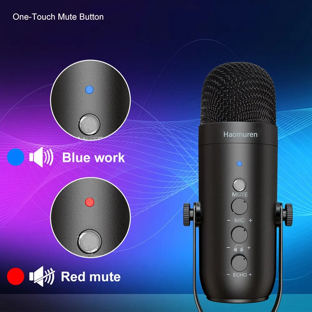 Haomuren USB Streaming Microphone Kit – Cardioid Condenser with Boom Arm