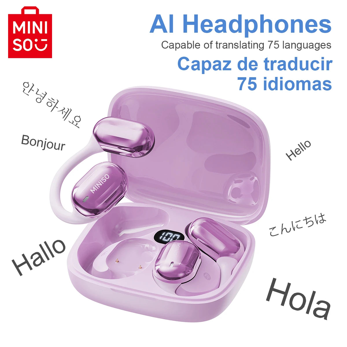 MINISO MS162 Translator Earphones – Face-to-Face Bluetooth Wireless Headset