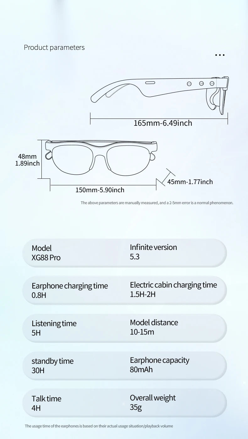 AI Smart Translation Glasses – 144 Languages, Bluetooth 5.3, Music & Sports