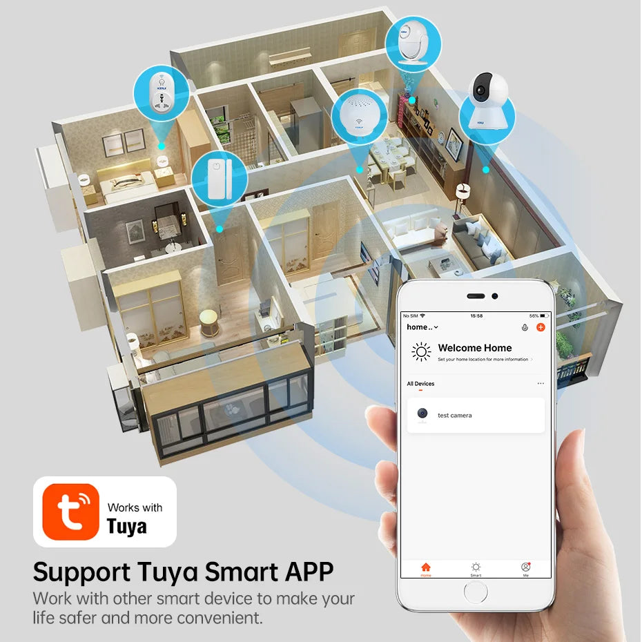 KERUI 5MP 4K Mini WiFi Camera – Tuya Smart AI Indoor Security