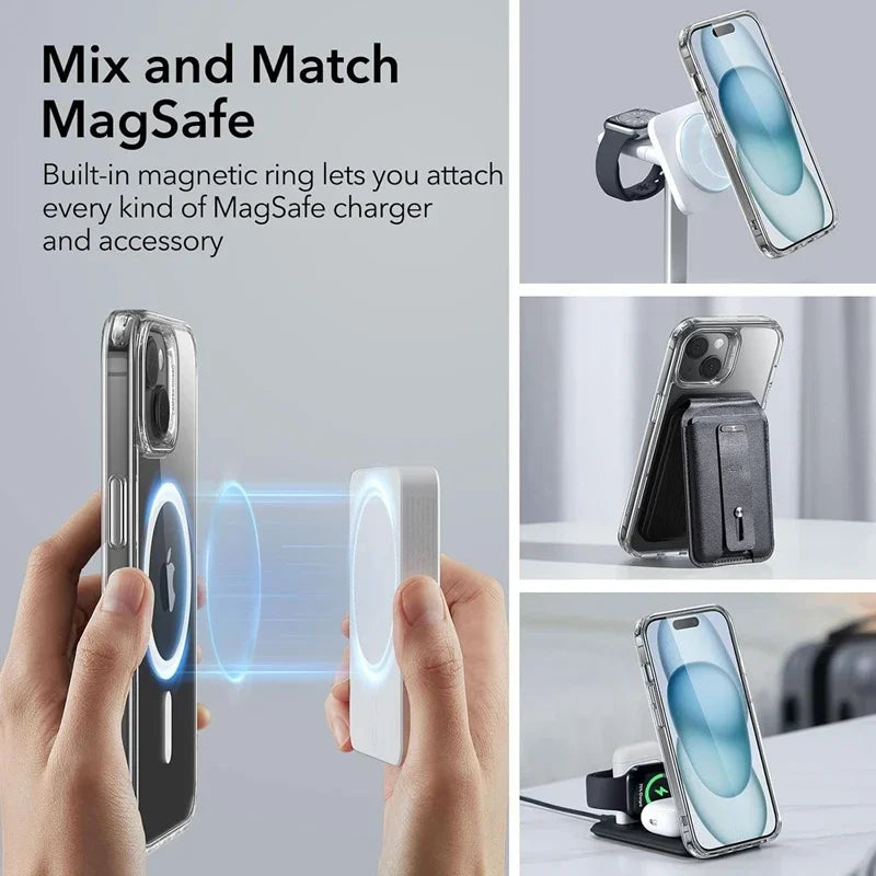 Luxury Clear Magnetic Case – MagSafe iPhone 16 Pro/Max, Wireless Charging