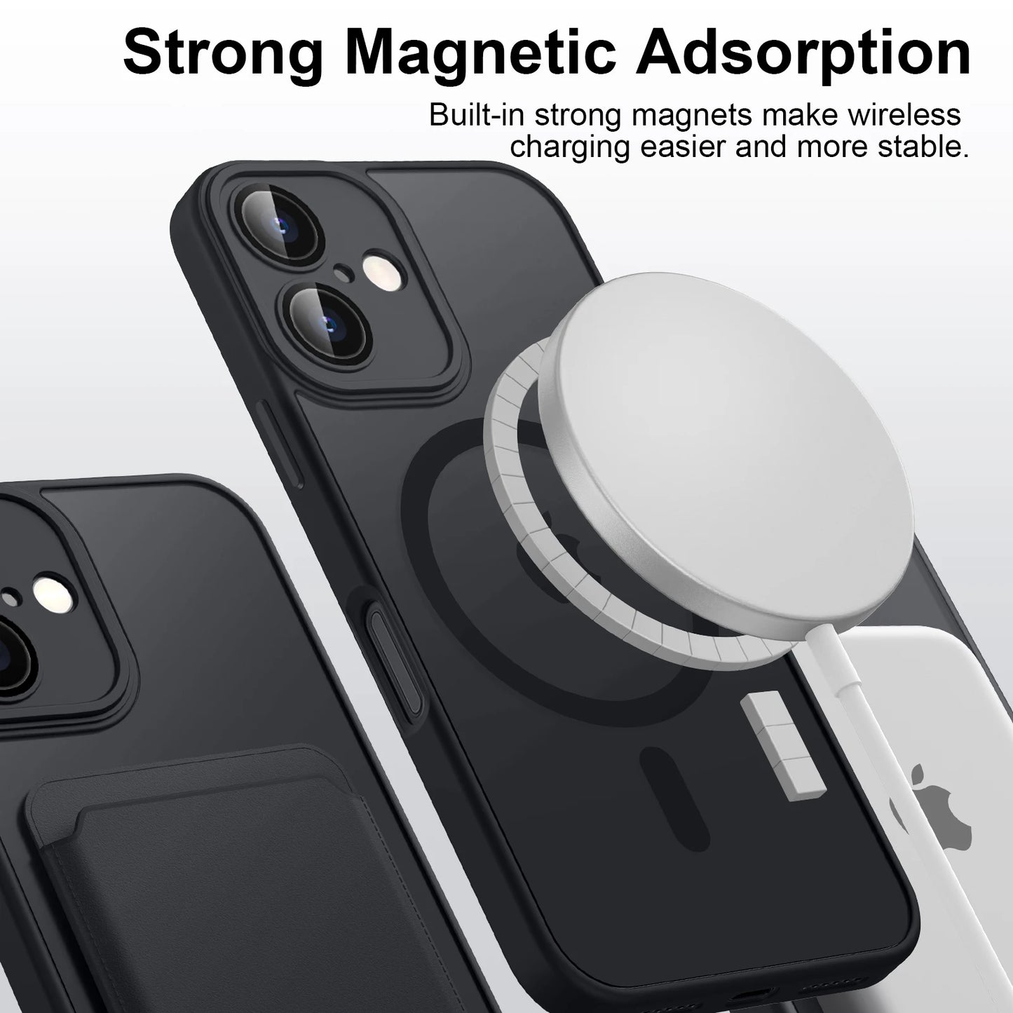 Luxury Magnetic Matte Armor Case – Shockproof, Magsafe iPhone 11–16